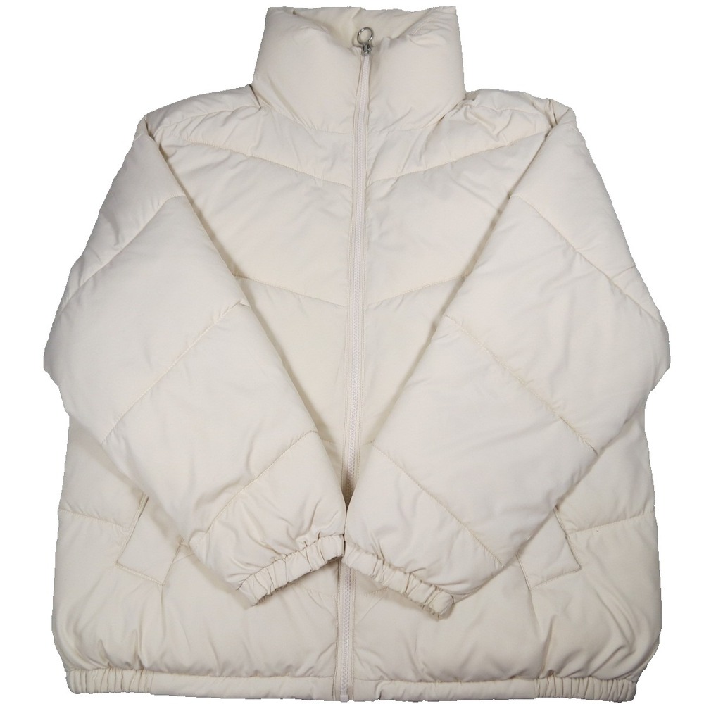 Hollister Womens Ivory Puffer Coat Winter Outdoors Classic Cold Insulated Sz M